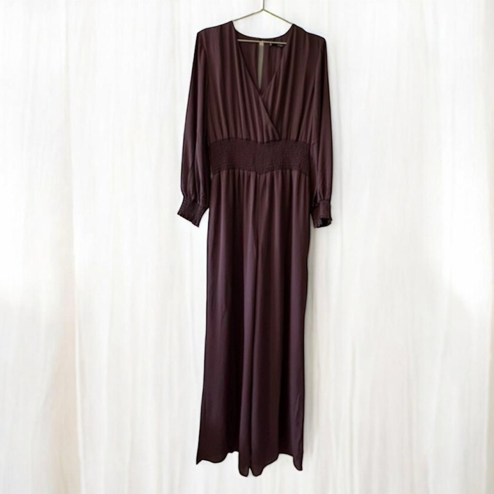 Revolve KRISA Elegant Plum Maxi Wide Leg Jumpsuit size Medium. New with tag